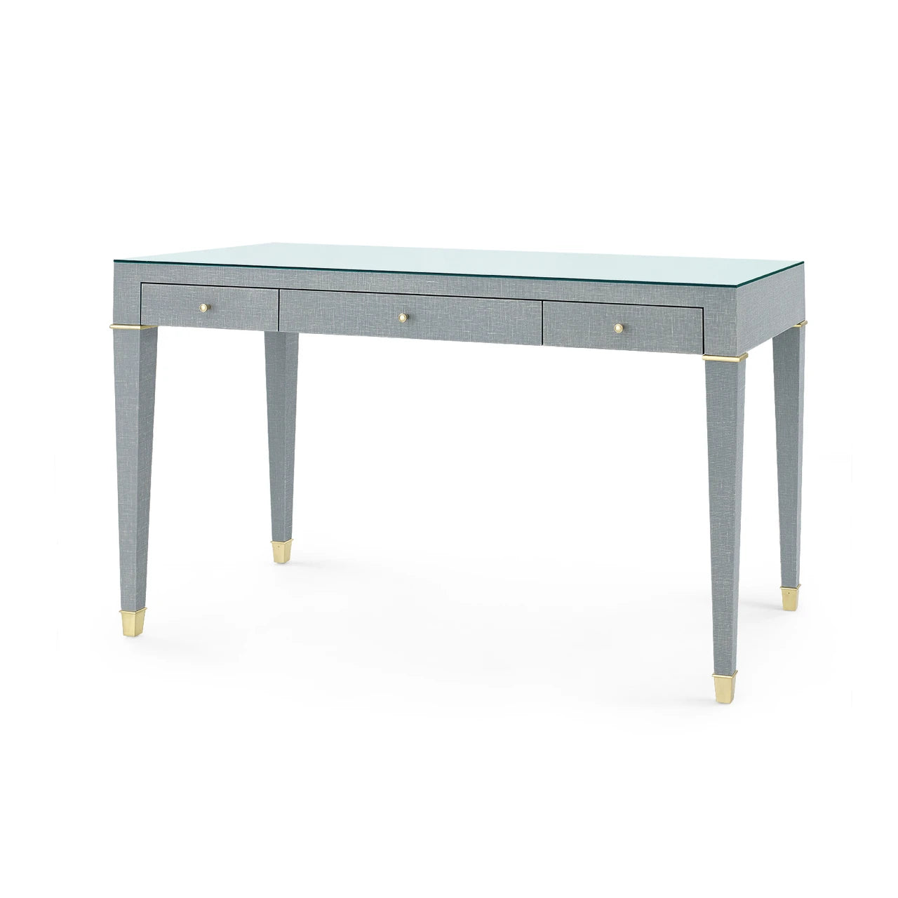 Claudette Desk with Glass Top, Washed Winter Gray