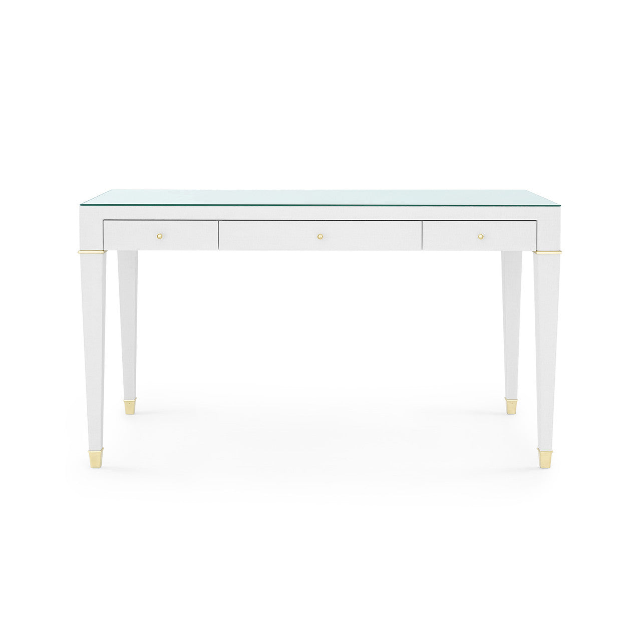 Claudette Desk with Glass Top, Cream