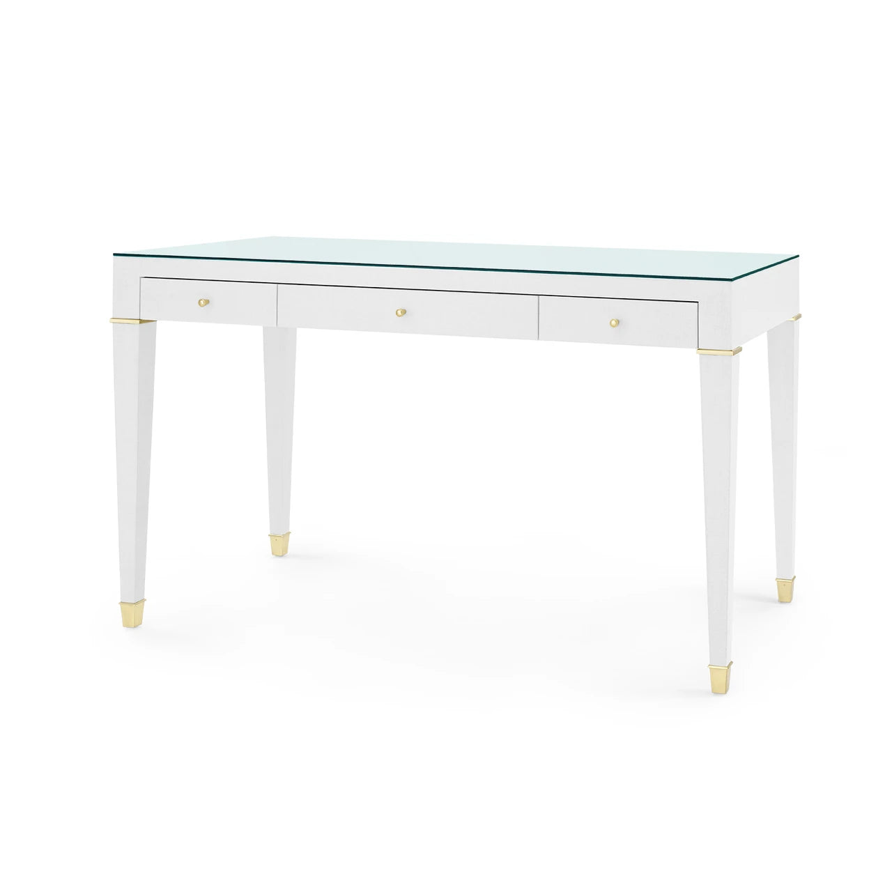 Claudette Desk with Glass Top, Cream