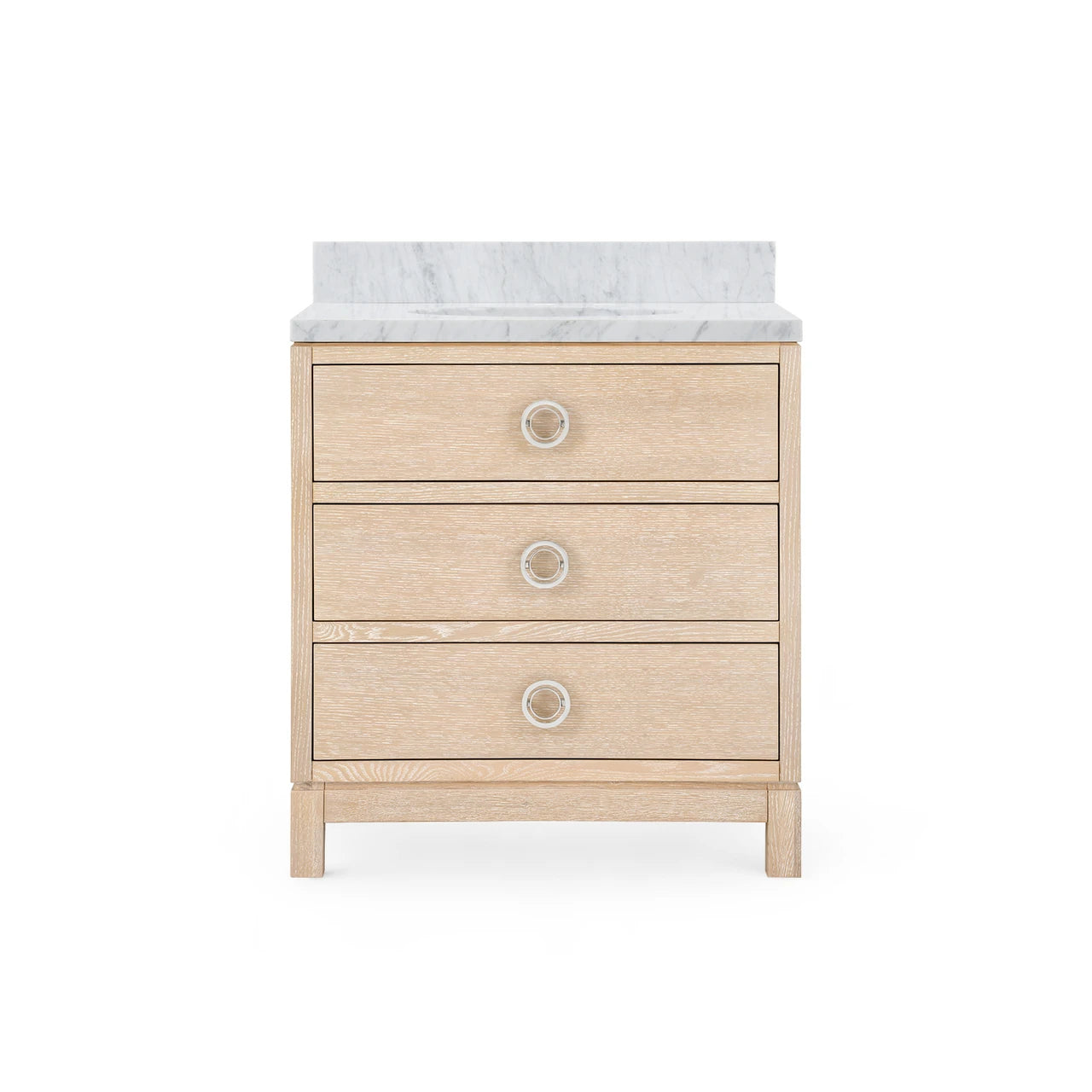 Caspian 2-Drawer Cabinet with 30" Marble Vanity Top, Sand