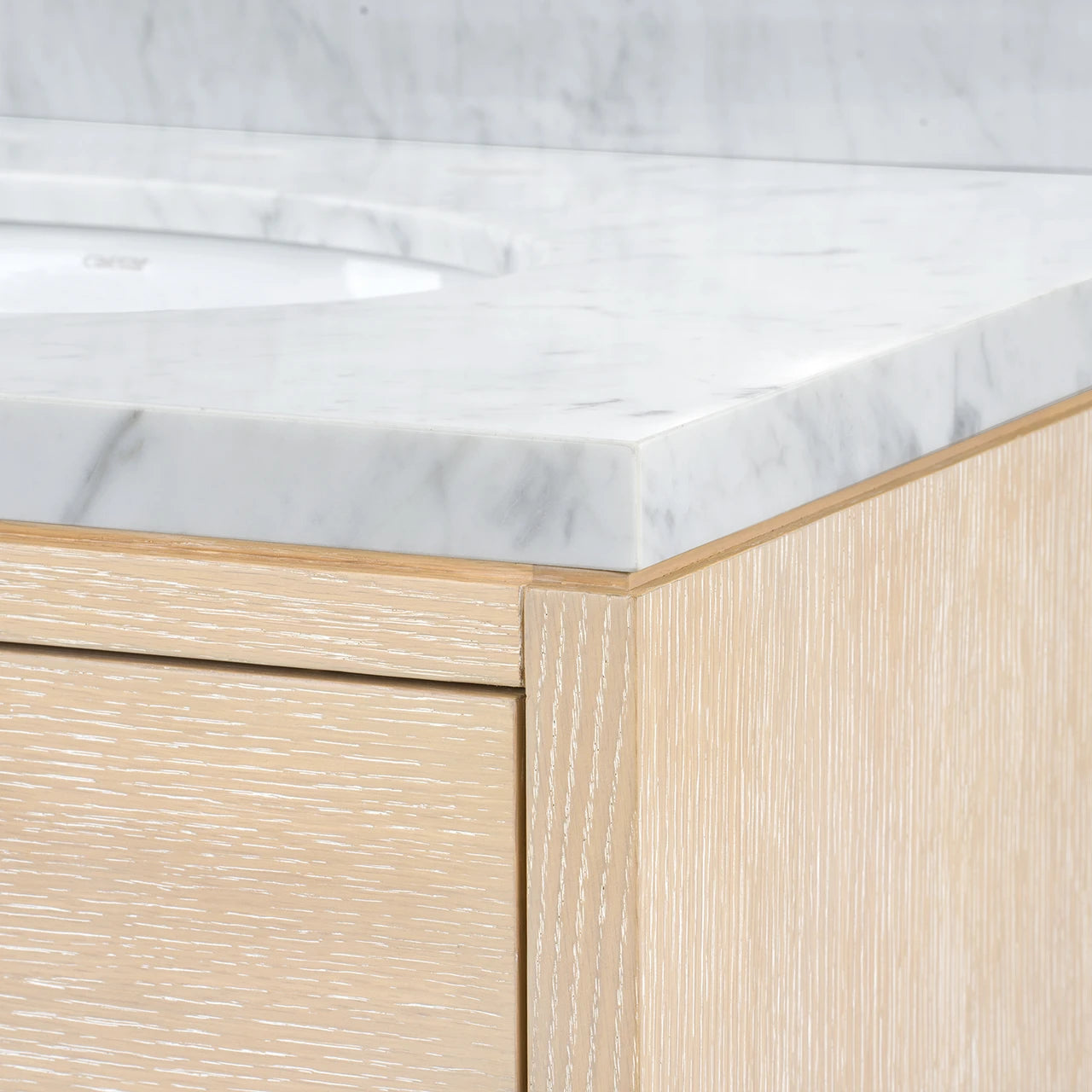 Caspian 2-Drawer Cabinet with 30" Marble Vanity Top, Sand