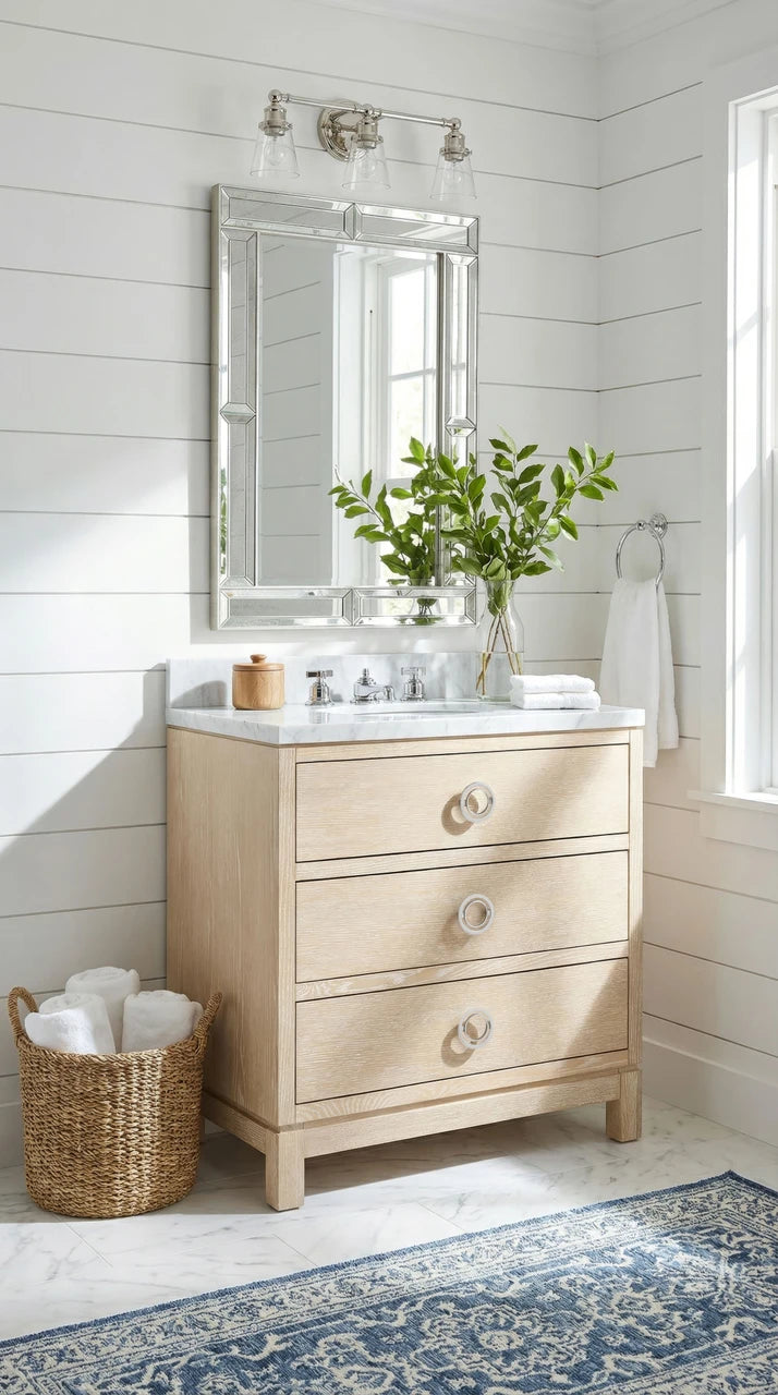 Caspian 2-Drawer Cabinet with 30" Marble Vanity Top, Sand