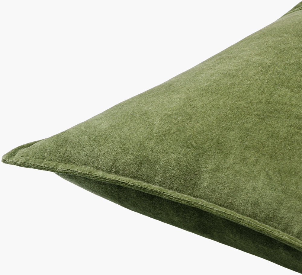 Cotton Velvet Pillow- Medium Green