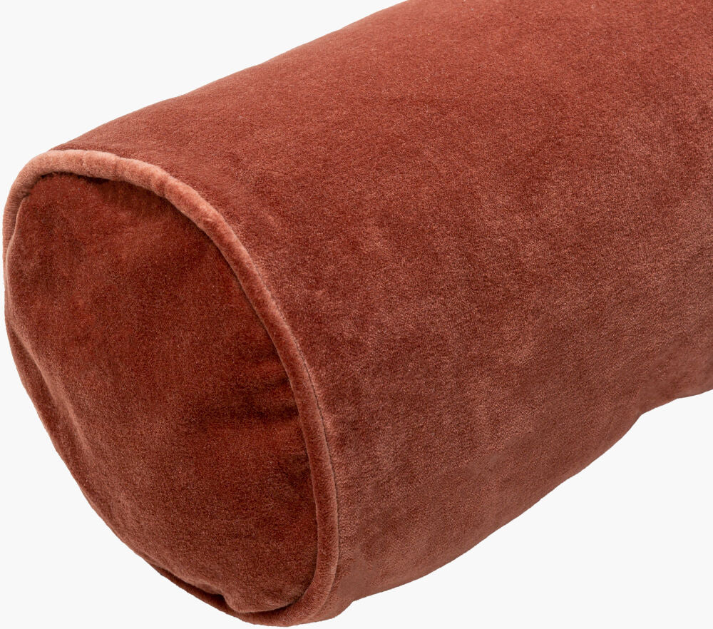 Cotton Velvet Pillow Bolster- Dark Brown