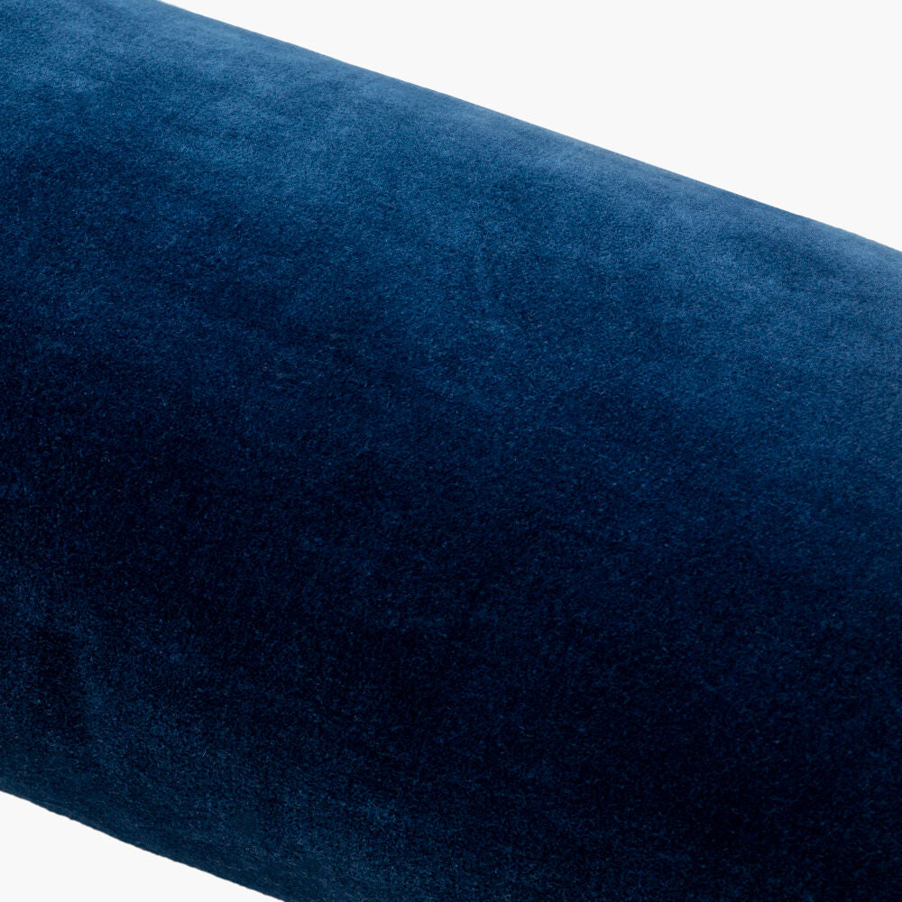 Cotton Velvet Pillow Bolster- Navy