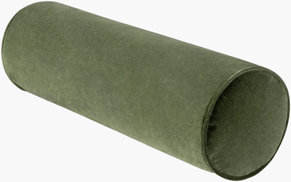 Cotton Velvet Pillow Bolster- Medium Green