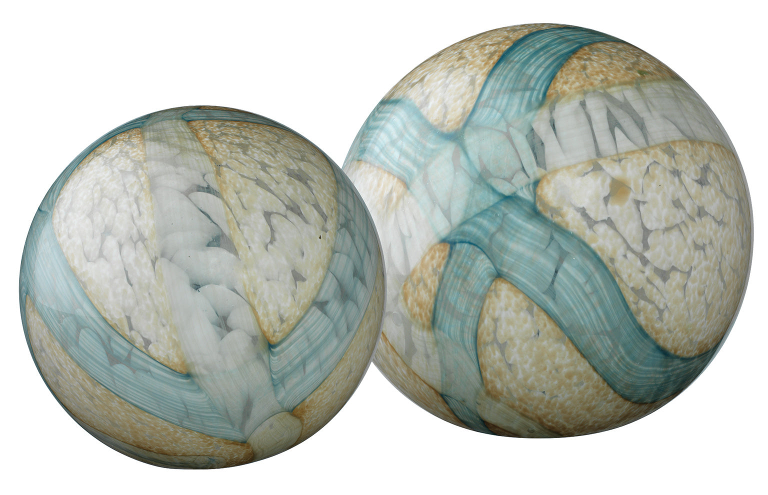 Cosmos Glass Spheres (Set of 2)- Pale  Blue