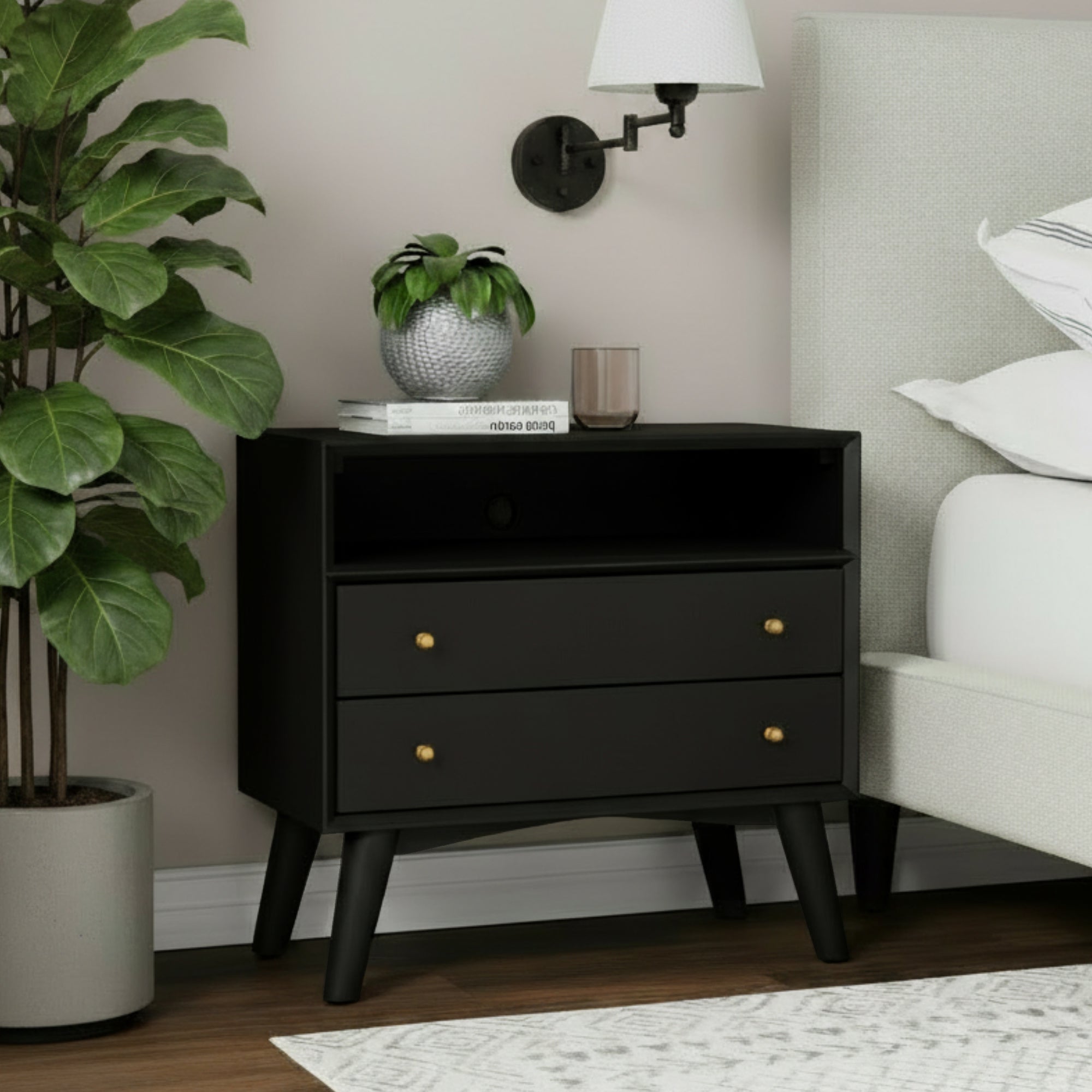 Flynn Large Nightstand, Black