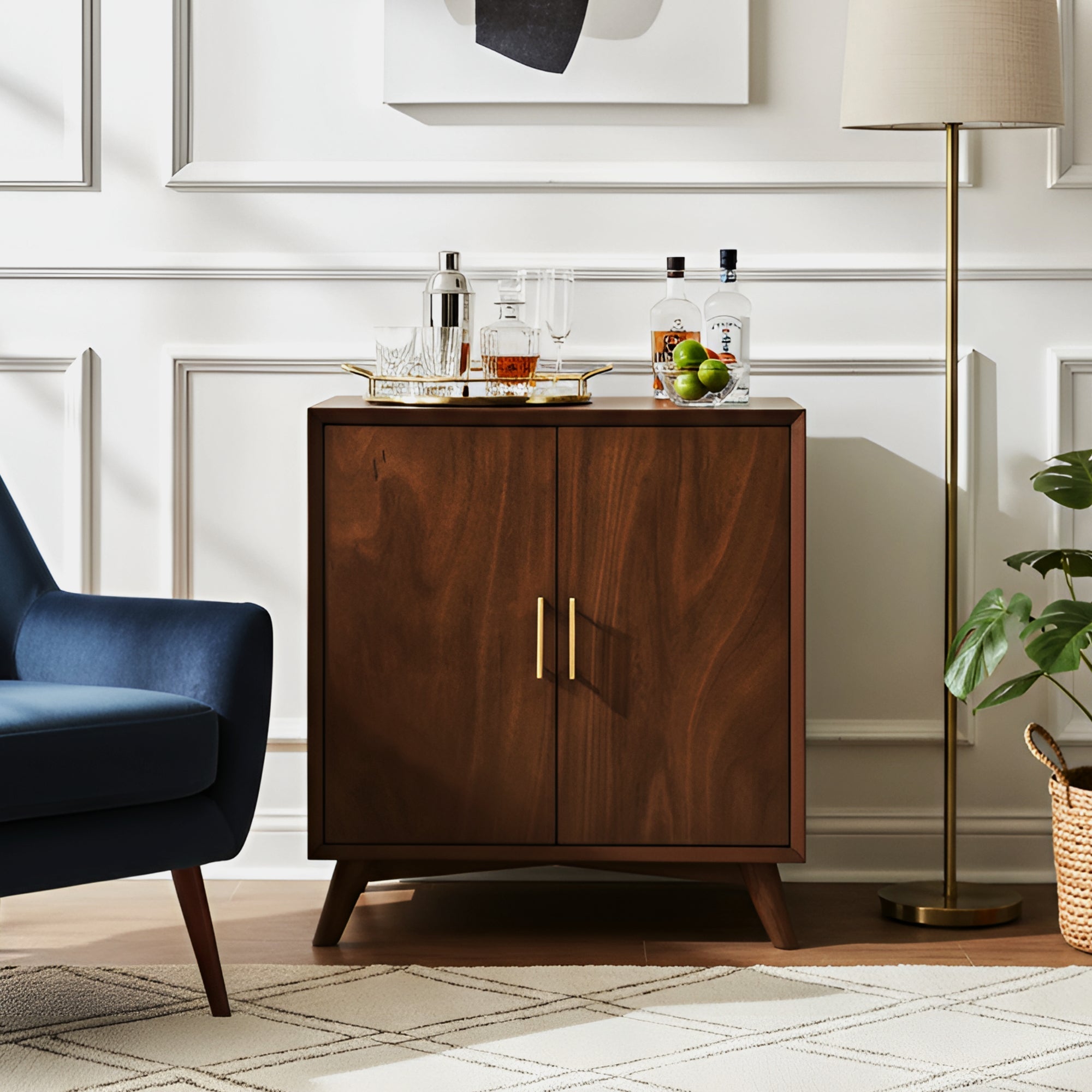 Flynn Small Bar Cabinet, Walnut