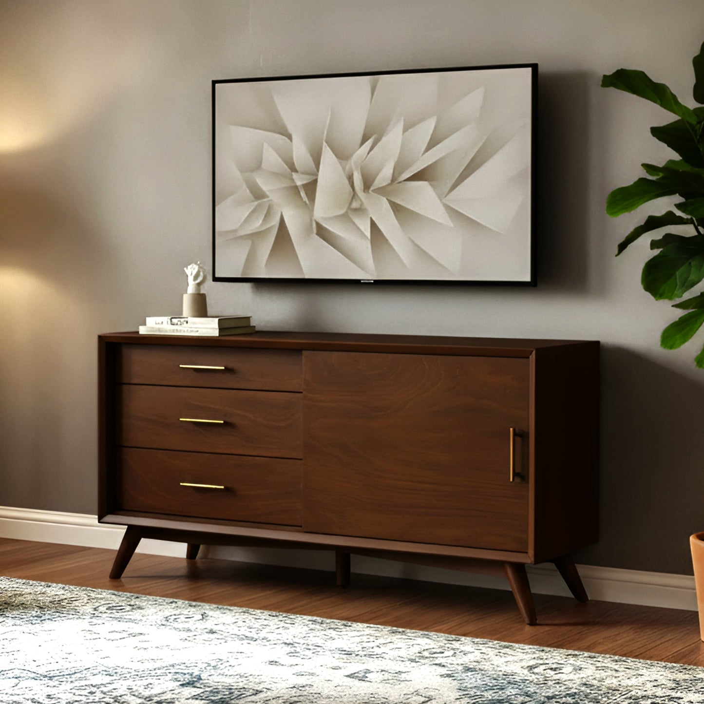 Flynn Small TV Console, Walnut