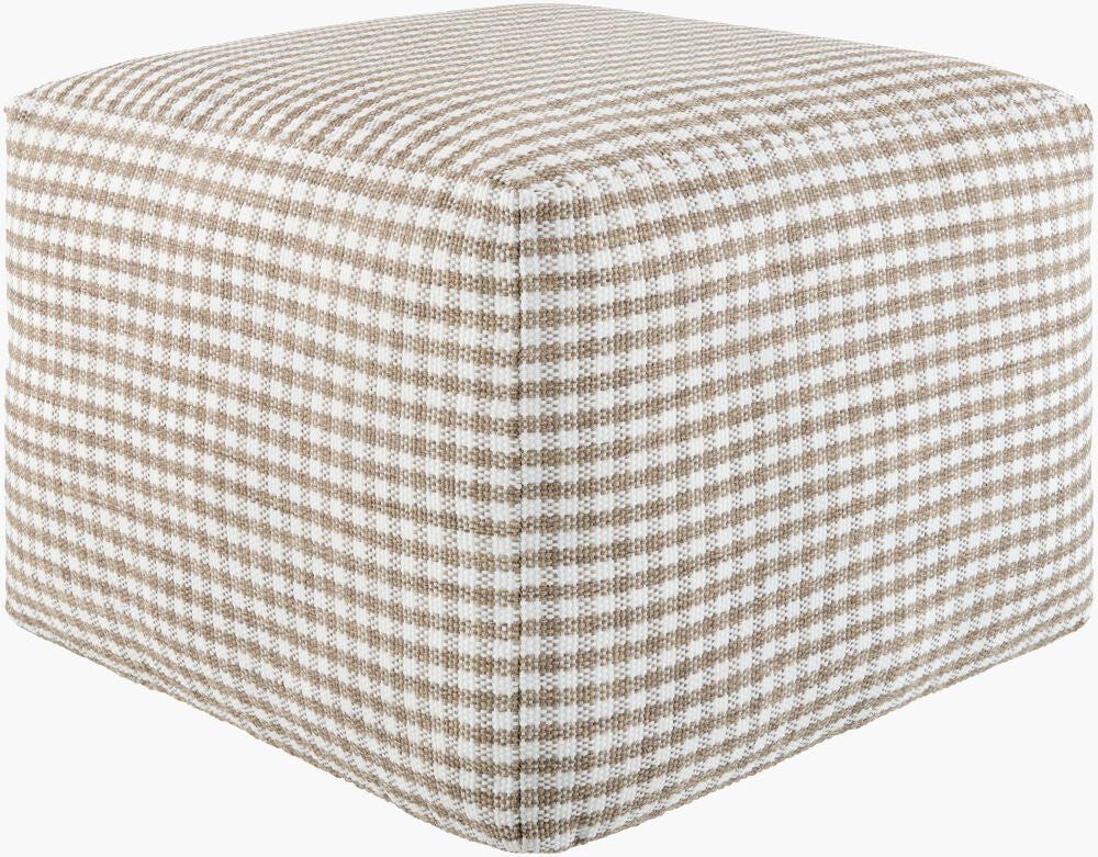 Island Vibe Pouf- Brown Check