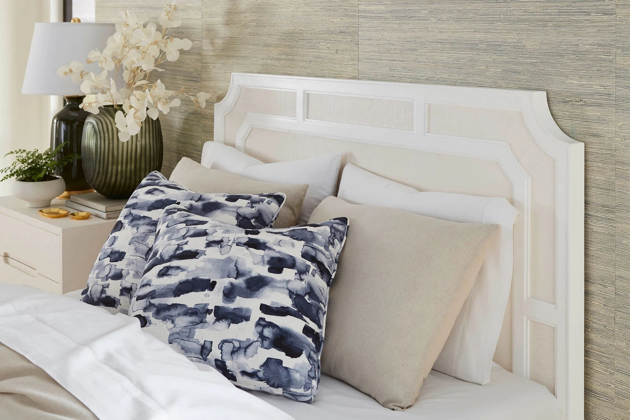 Olivia Queen Headboard With Ryder Bed Frame, Soft White, Vanilla