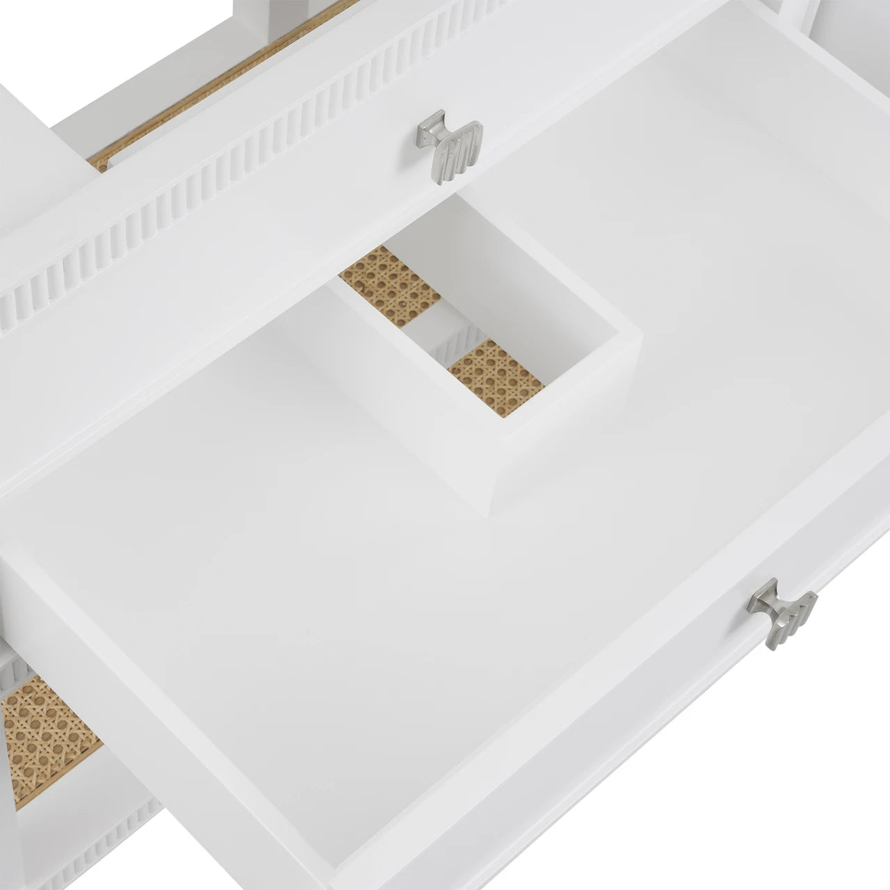 Sienna 2-Drawer Table with 60" Marble Vanity Top, Vanilla