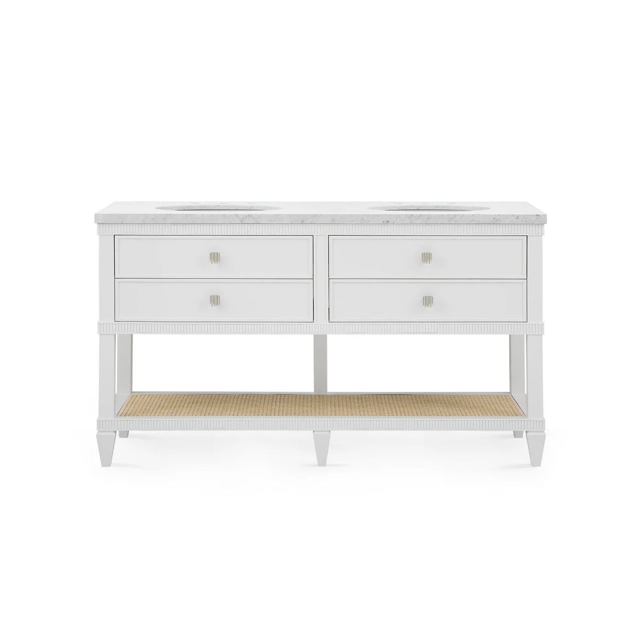 Sienna 2-Drawer Table with 60" Marble Vanity Top, Vanilla