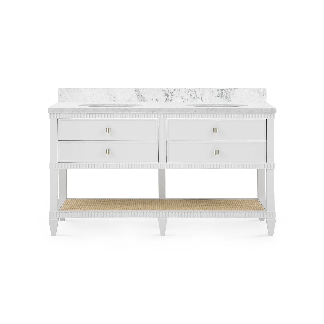 Sienna 2-Drawer Table with 60" Marble Vanity Top, Vanilla