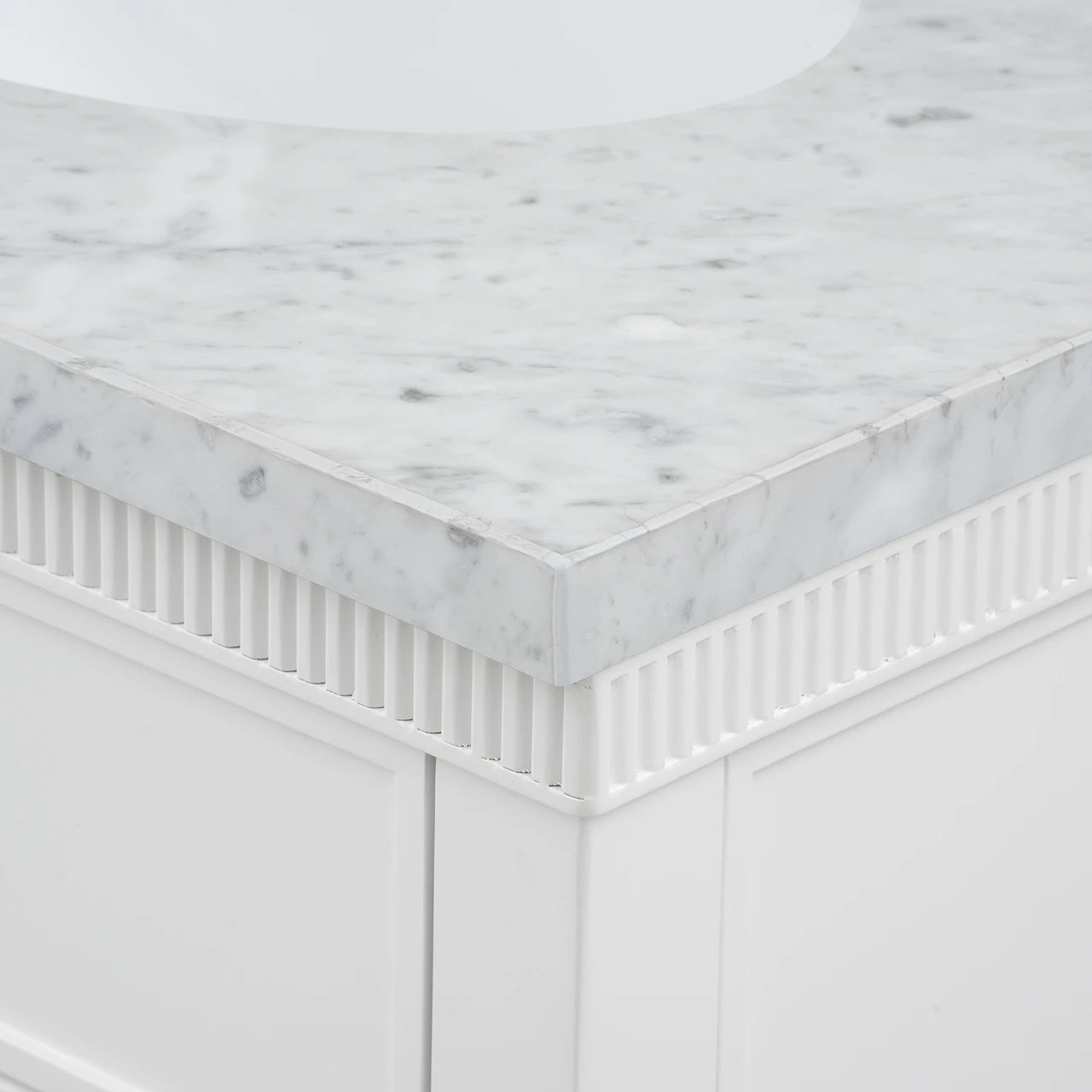 Sienna 2-Drawer Table with 60" Marble Vanity Top, Vanilla