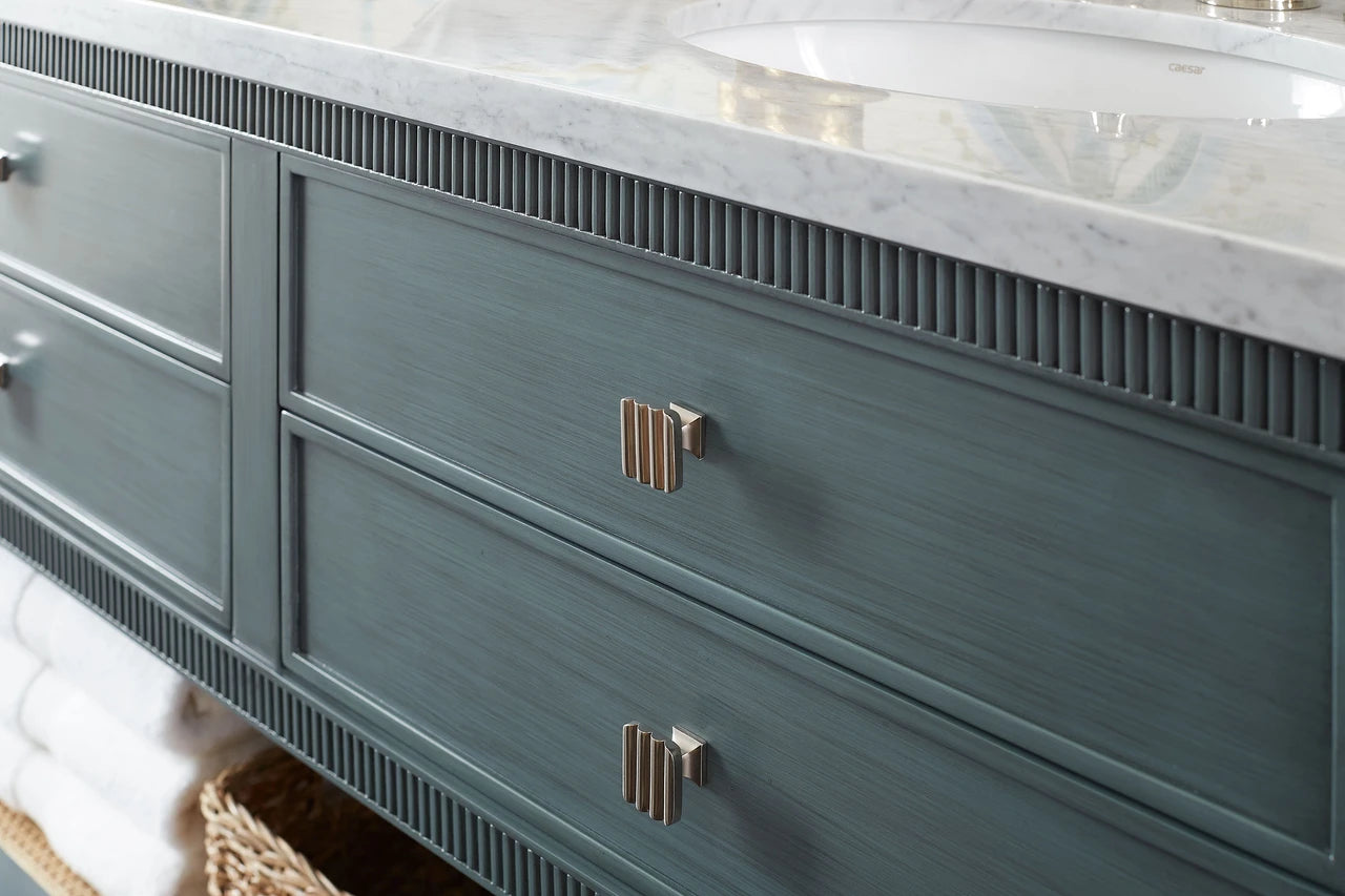 Sienna 2-Drawer Table with 60" Marble Vanity Top, Foggy Horizon