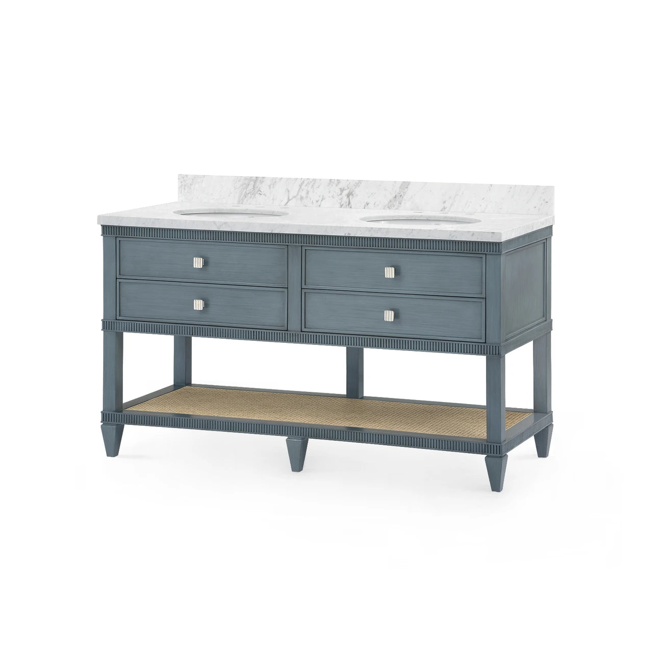Sienna 2-Drawer Table with 60" Marble Vanity Top, Foggy Horizon