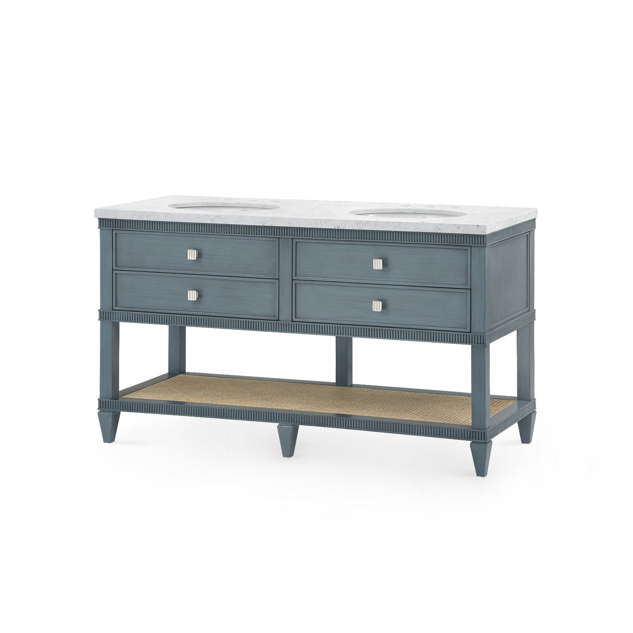 Sienna 2-Drawer Table with 60" Marble Vanity Top, Foggy Horizon