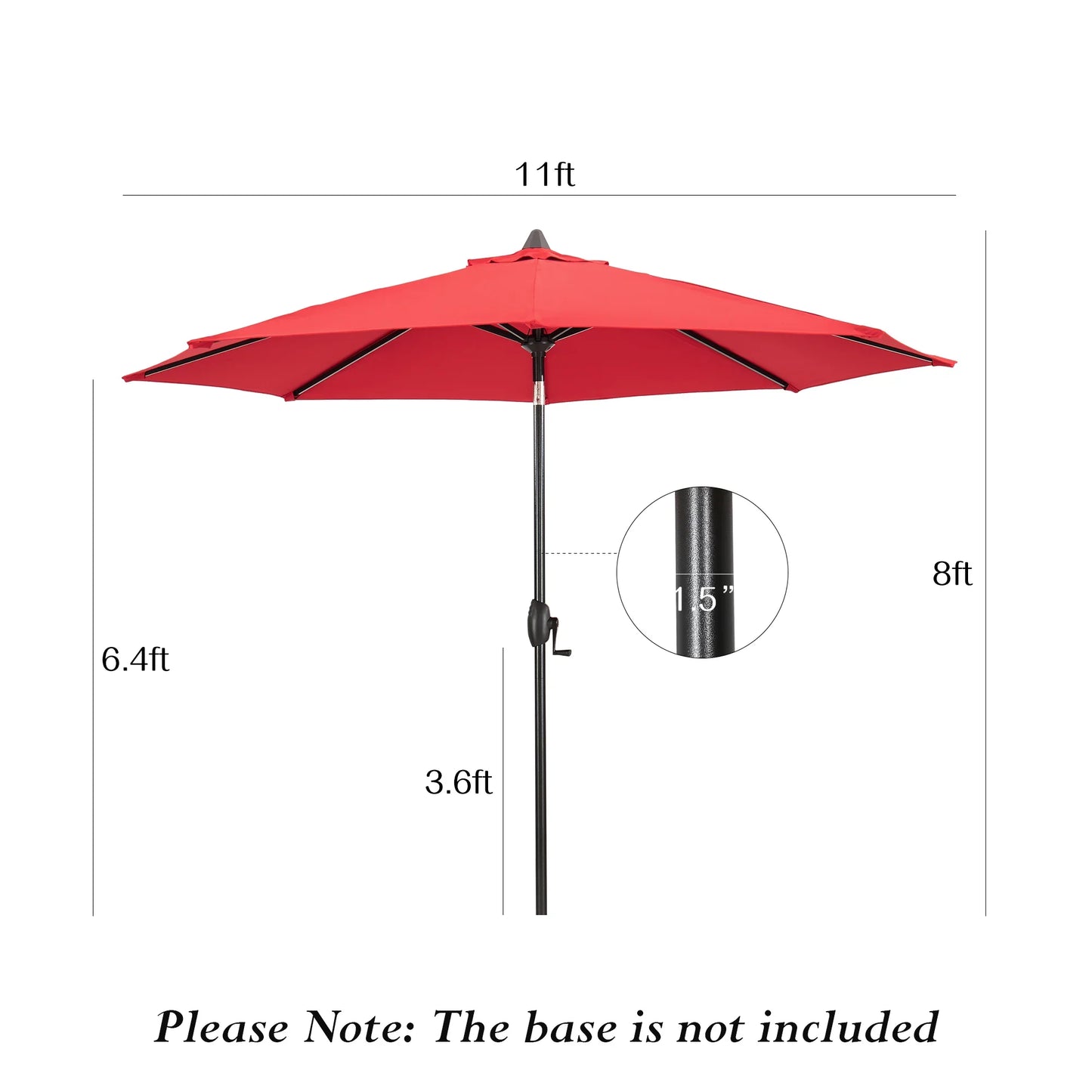 PATIO TREE 11ft Patio Octagon Market Umbrella with Sunbrella® Fabric (Jockey Red)