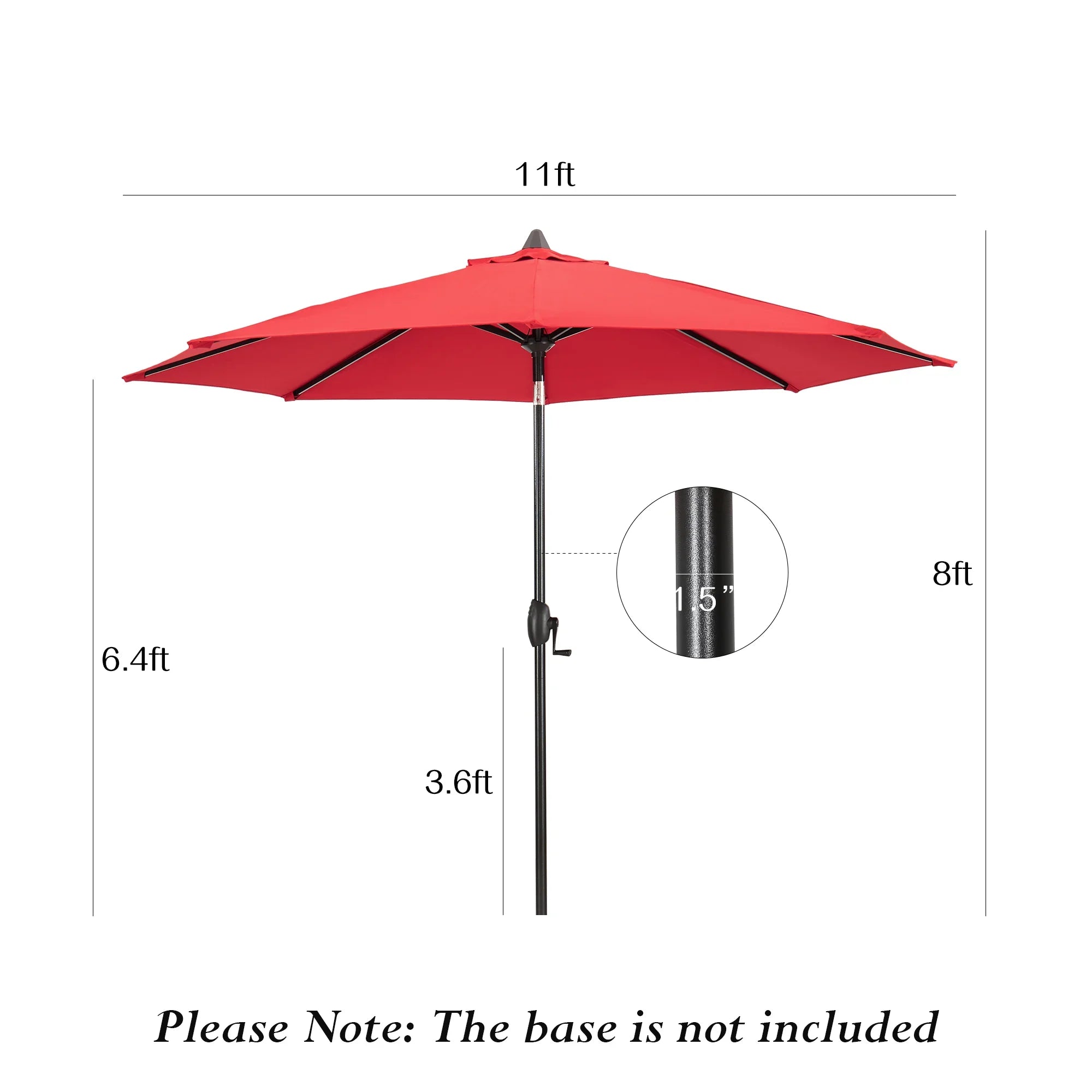 PATIO TREE 11ft Patio Octagon Market Umbrella with Sunbrella® Fabric (Jockey Red)