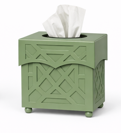 Dark Celadon Chippendale Wastepaper Basket & Tissue (2 Options)