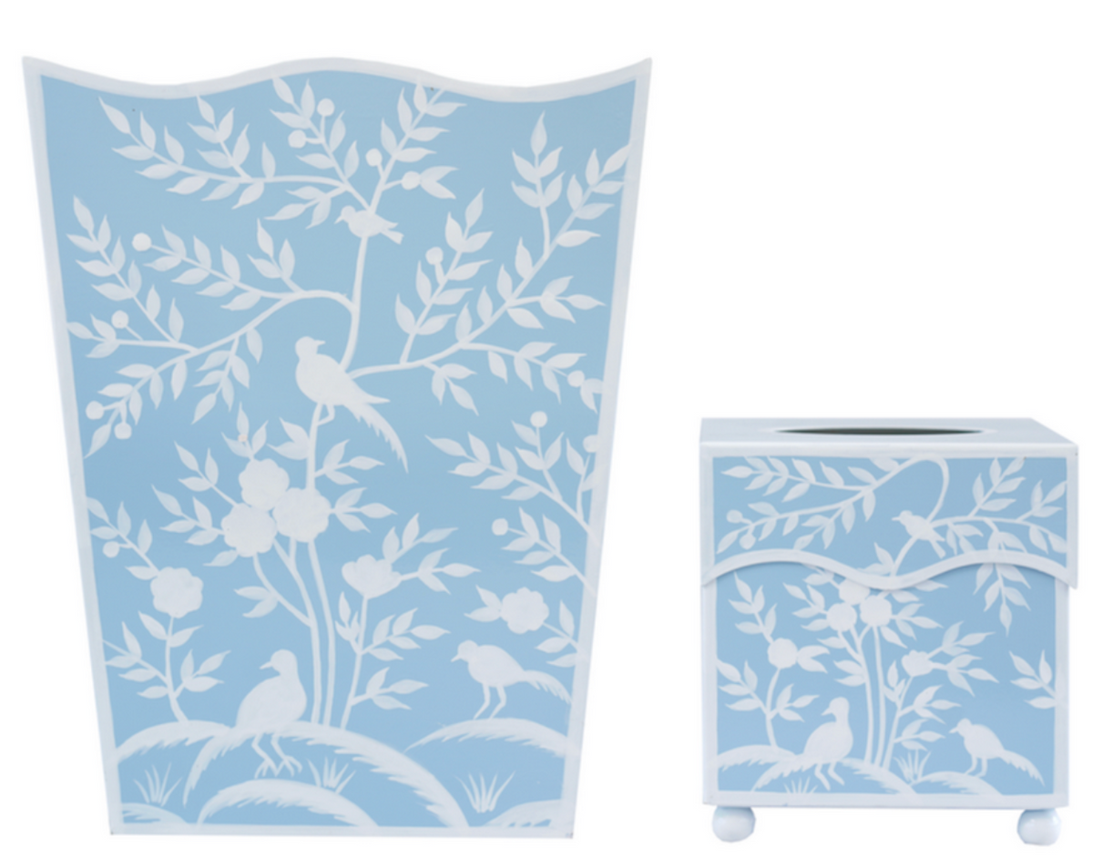 Blue Bird & Vine Wastepaper Basket & Tissue (2 Options)