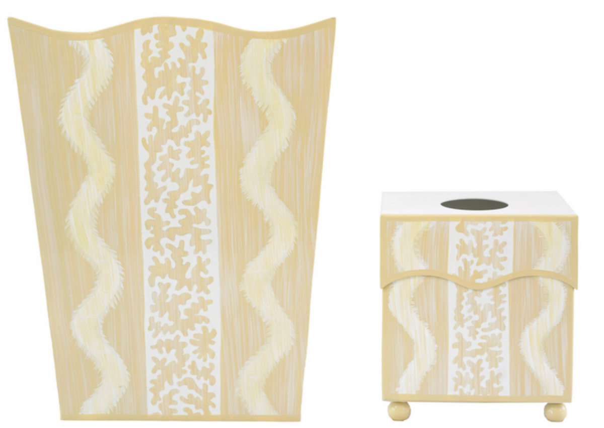 Yellow Ikat Wastepaper Basket & Tissue (2 Options)