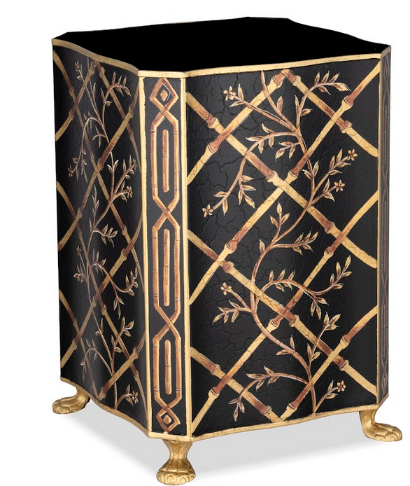 Black Bamboo & Floral Wastepaper Basket & Tissue (2 Options)