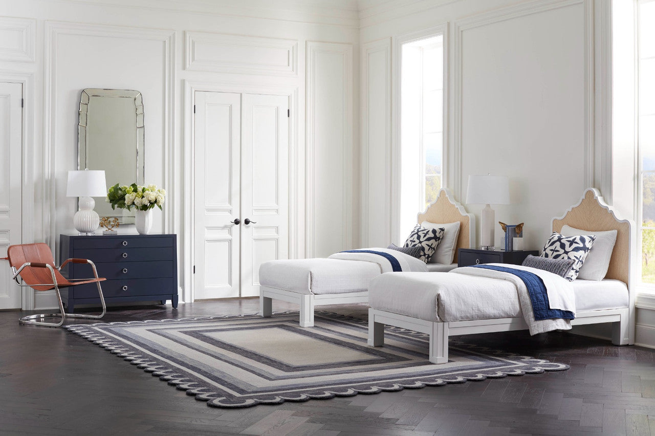 Victoria Twin Headboard With Ryder Bed Frame, Natural Twill, Vanilla